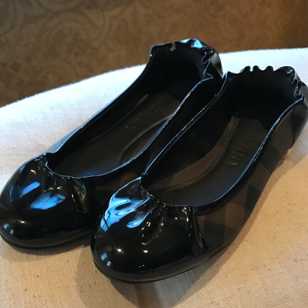 Black Burberry Ballet Flats Classic Pattern